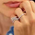 Two-Finger Diamond Wave Ring