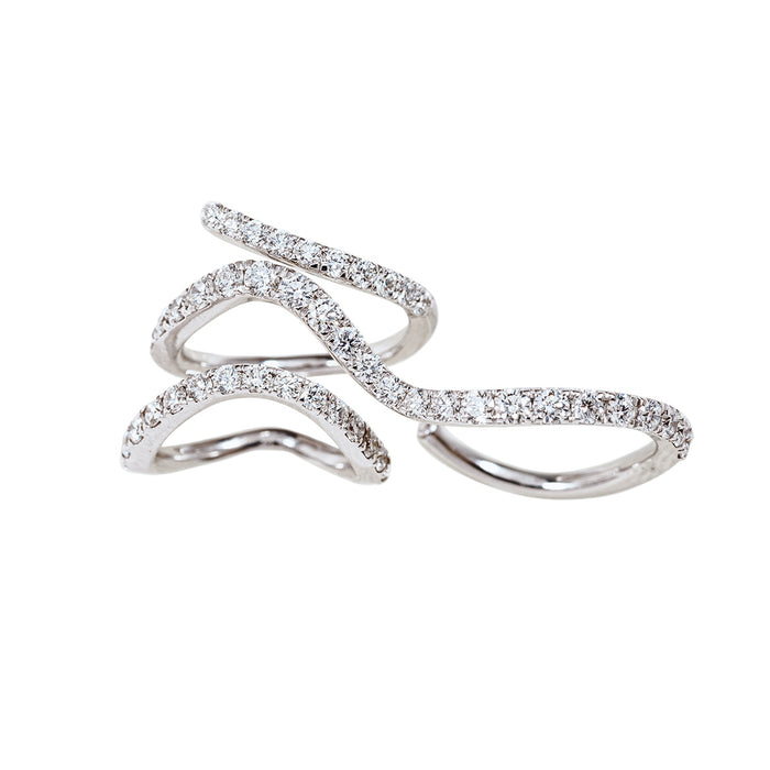 Two-Finger Diamond Wave Ring