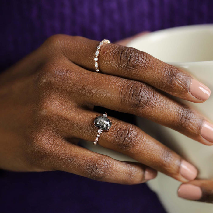 Degraw 2.66ct Rose Cut Grey Diamond Engagement Ring