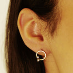 Inverted Diamond Two-Tone Circle Earrings