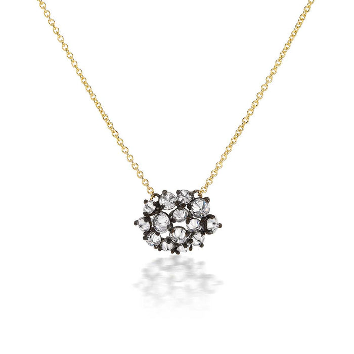 Inverted Diamond Cluster Pendant Necklace