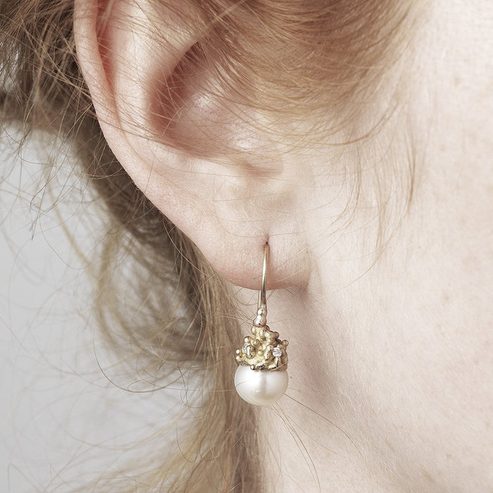 Pearl & Diamond Encrusted Drop Earrings