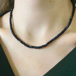 Dark Grey Chalcedony Bead Strand Necklace