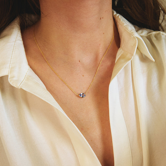 Pear Cut Sapphire Pendant Necklace